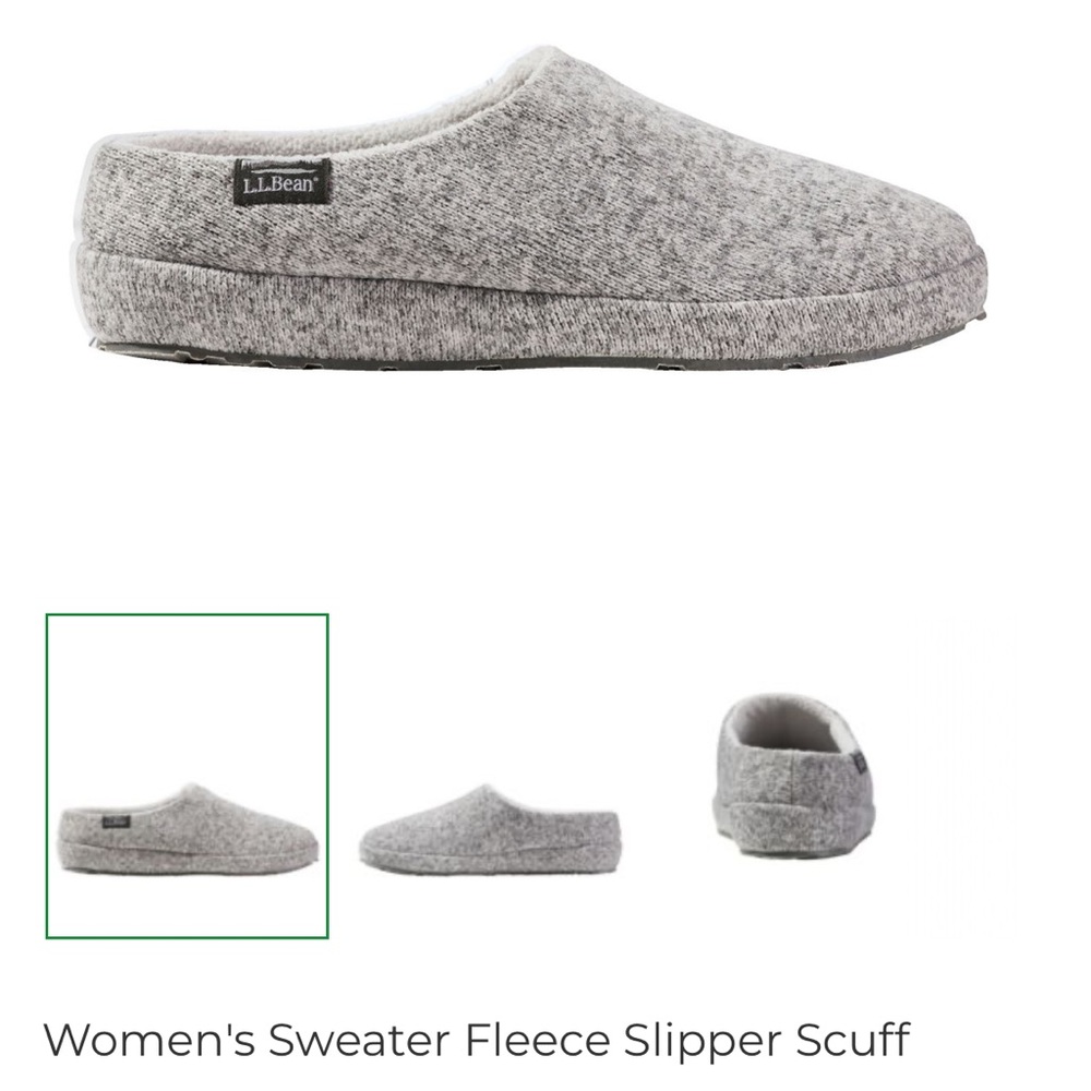 L.L. Bean Light Gray Women's Sweater Fleece Slipper Scuff